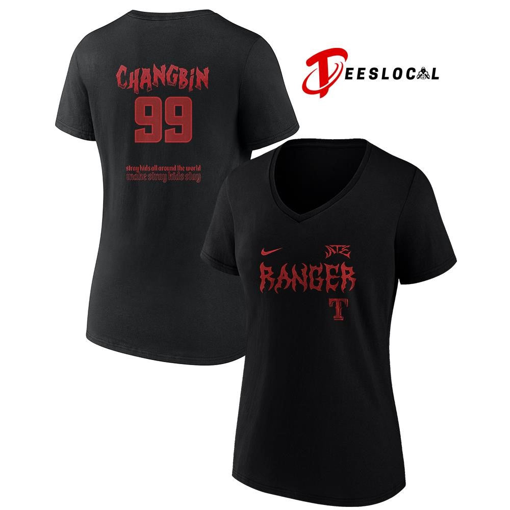 Texas Rangers x Stray Kids Changbin all around the world Dominate world tour name and number shirt
