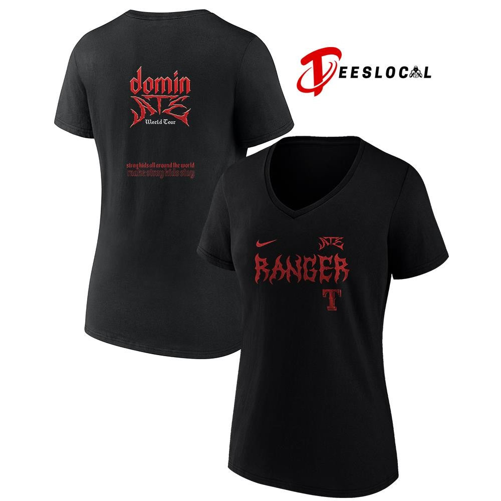 Texas Rangers x Stray Kids Domin all around the world Dominate world tour name and number shirt
