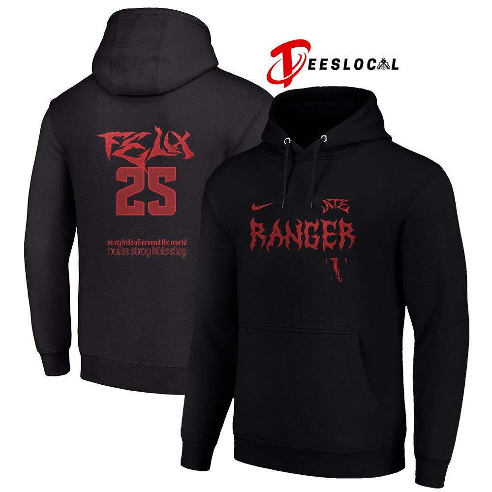 Texas Rangers x Stray Kids Felix all around the world Dominate world tour name and number shirt