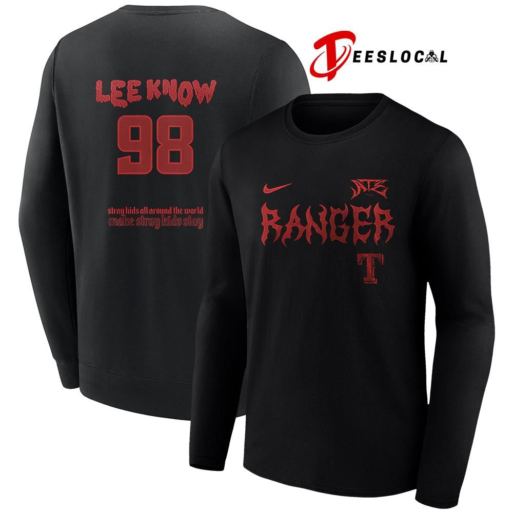 Texas Rangers x Stray Kids Lee Know all around the world Dominate world tour name and number shirt