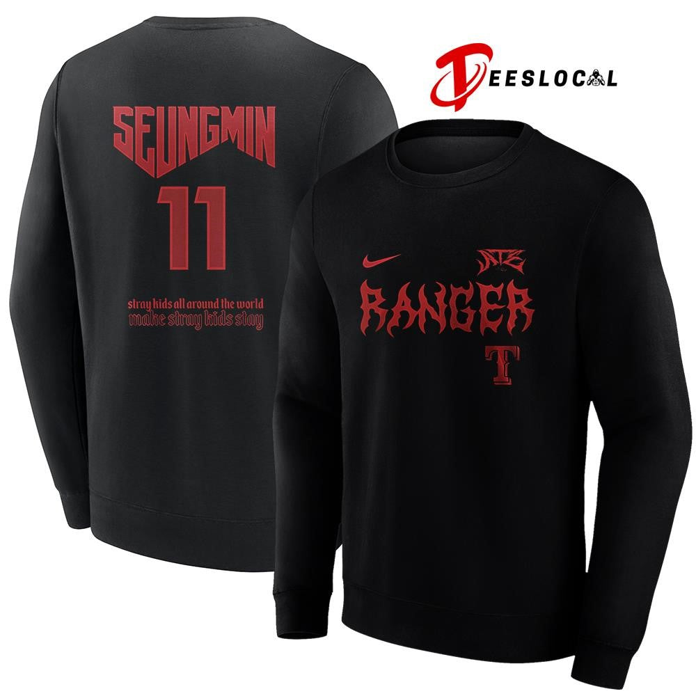 Texas Rangers x Stray Kids Seung Min all around the world Dominate world tour name and number shirt
