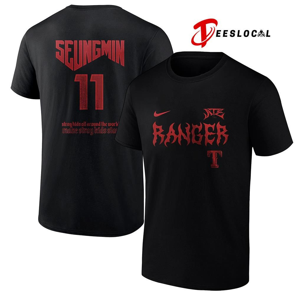 Texas Rangers x Stray Kids Seung Min all around the world Dominate world tour name and number shirt