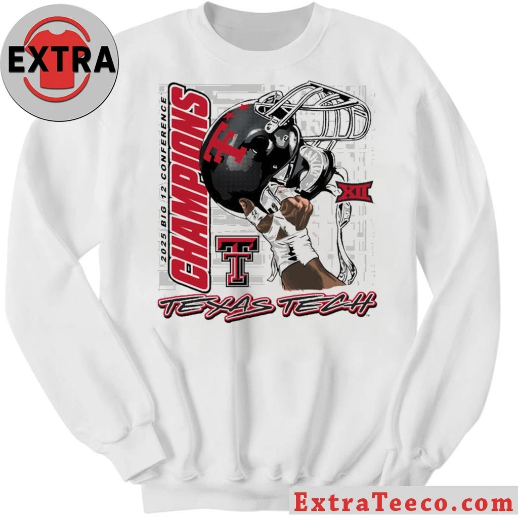 Texas Tech Red Raiders 2025 Big 12 Football Champions Helmet AT&amp;T Stadium in Arlington, December 6, 2025 Raise Em Up Shirt