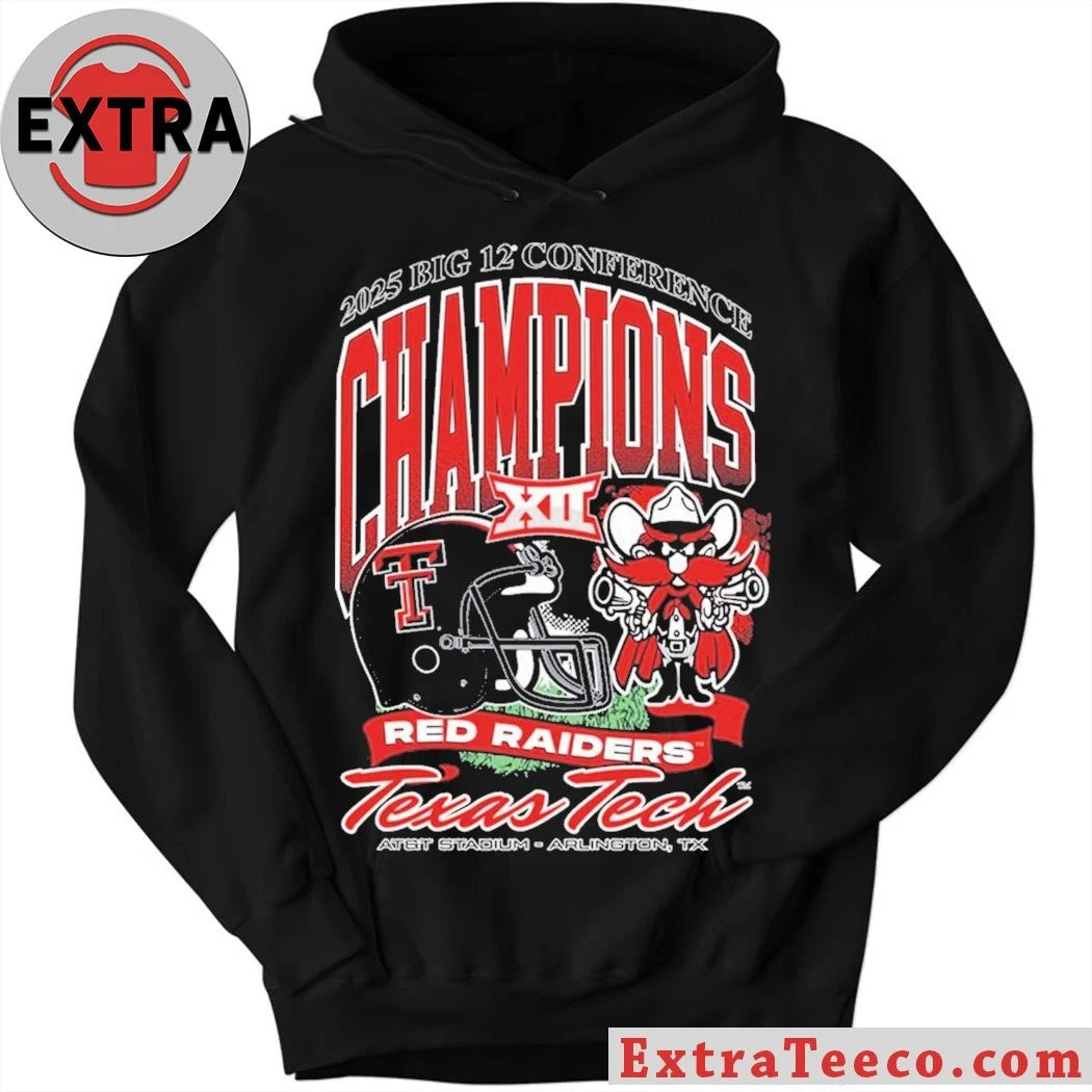 Texas Tech Red Raiders Black 2025 Big 12 Football Champions At&amp;t Stadium Arlington Tx Shirt