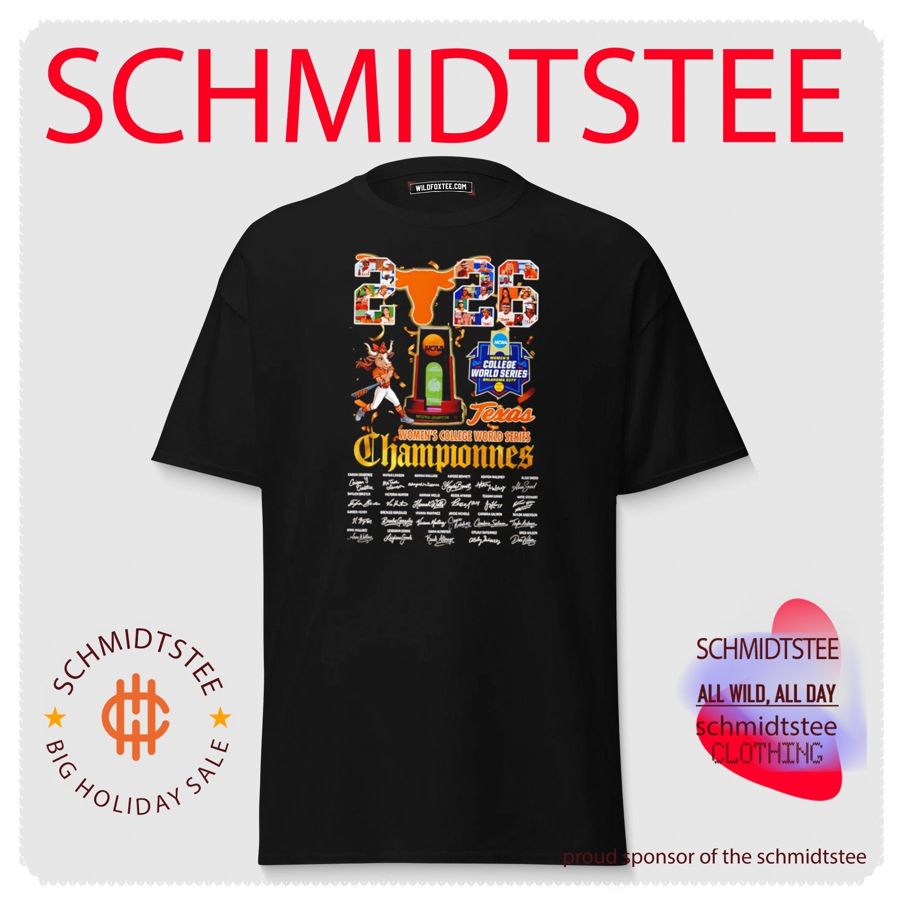 Texas Women’s College World Series Champions 2026 mascot signatures shirt