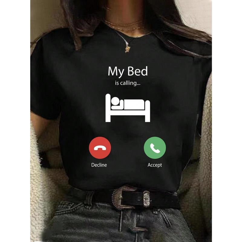 Text Printed Short Sleeve T-Shirt Graphic Tees Women Tops Hoodie, Sweatshirt | PodTeesHub.com