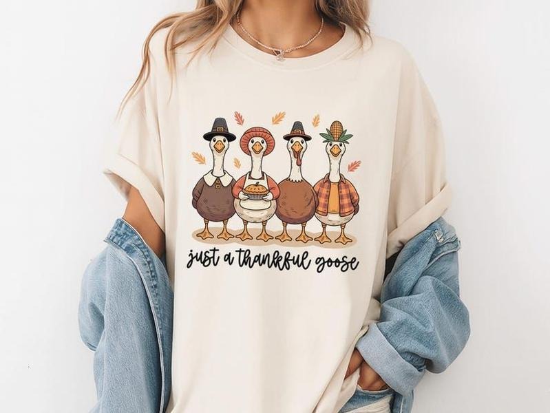 Thankful Goose T-Shirt, Fall Thanksgiving sweatshirt, Funny Silly Goose Shirt, Autumn T-shirt for Women & Men Hoodie