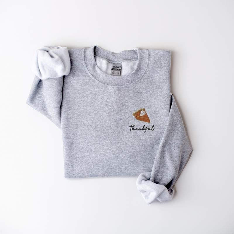Thankful Thanksgiving Sweatshirt for Women | Give Thanks Fall Crewneck | Cozy Autumn Sweater | Pumpkin Pie Crewneck |...