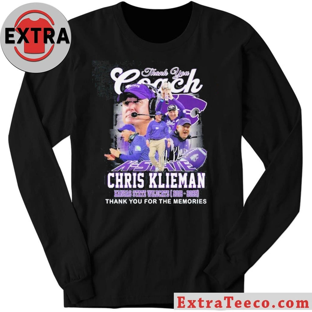 Thanks You Coach Chris Klieman Kansas State Wildcats 2019-2025 Signature Thank You For The Memories T-Shirt