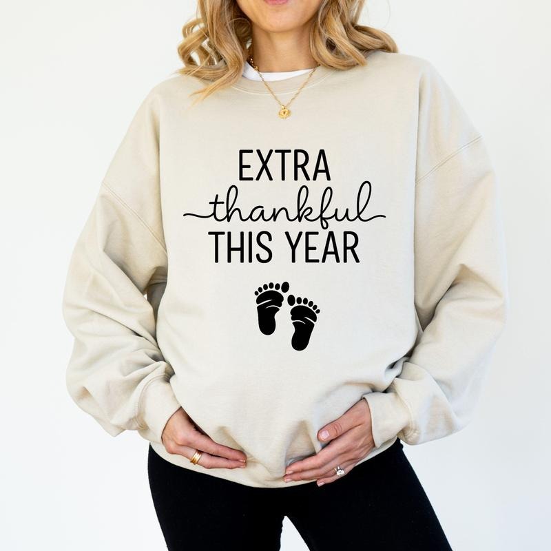 Thanksgiving Pregnancy Sweatshirt, Extra Thankful This Year Shirt, Fall Baby Reveal Sweatshirt, Fall Baby Announcement,...