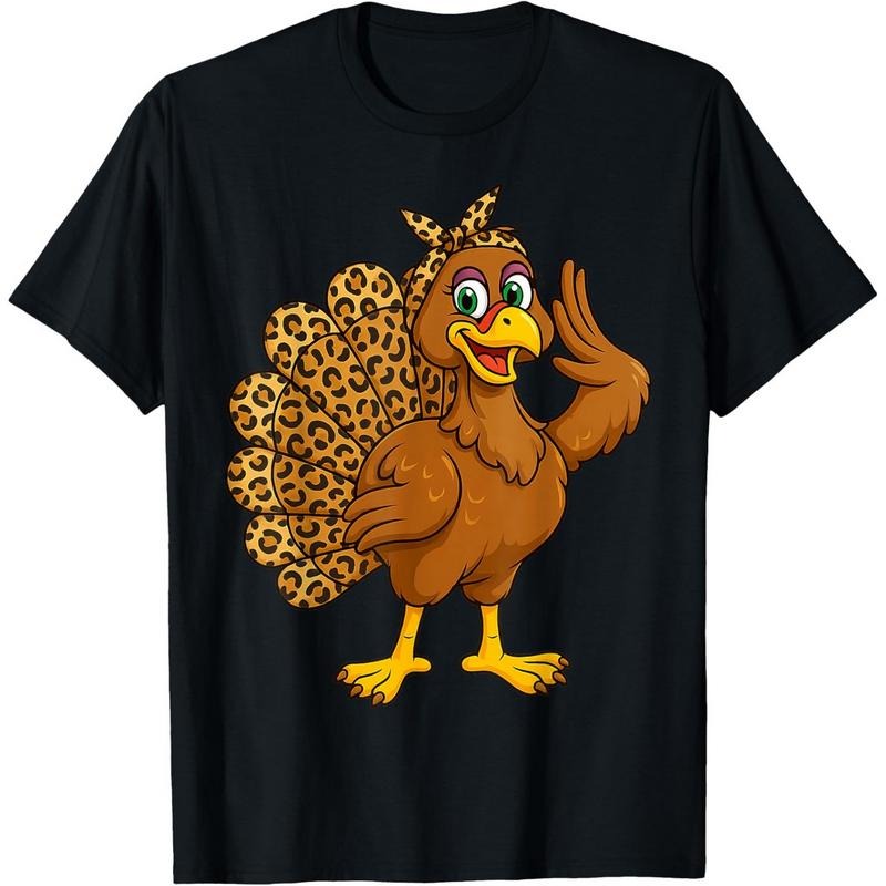 Thanksgiving Turkey Unisex Leopard Print Autumn Fall T-Shirt Hoodie, Sweatshirt | PodTeesHub.com