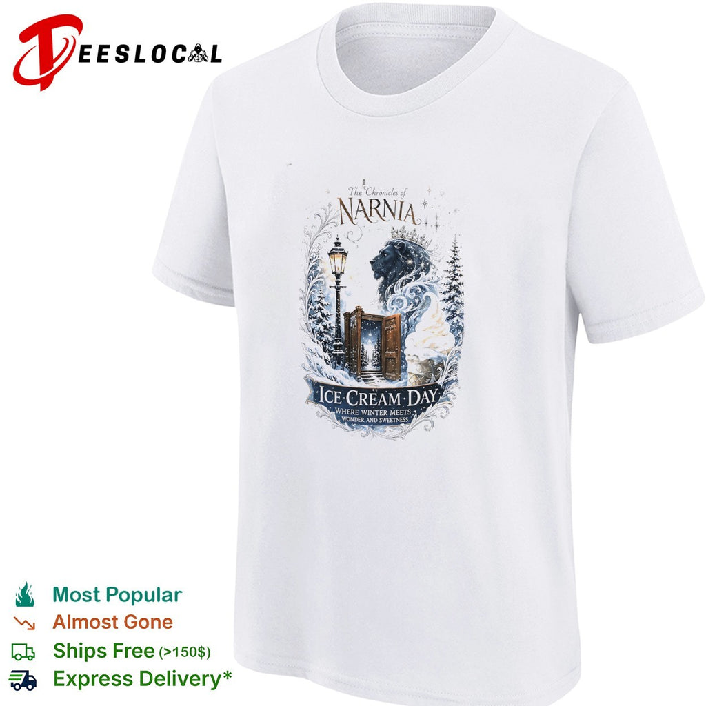 The Chronicles of Narnia ice cream day where winter meets wonder and sweetness Aslan wardrobe shirt