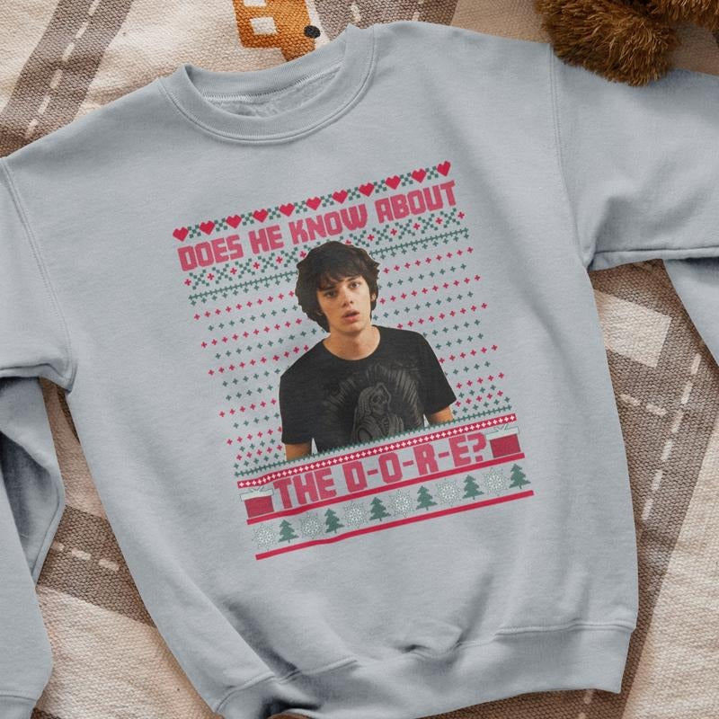 The DORE Shirt, Does He Know About The Dore Hoodie, Rodrick Tee, Christmas Gift Sweatshirt | PodTeesHub.com