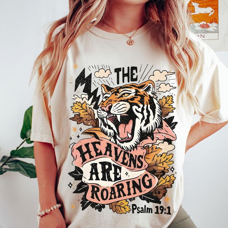 The Heavens Are Roaring Psalm 19:1 Unisex Tee, Fall Faith Bible Verse Shirt, God Autumn Christian Gifts, Jesus Apparel...