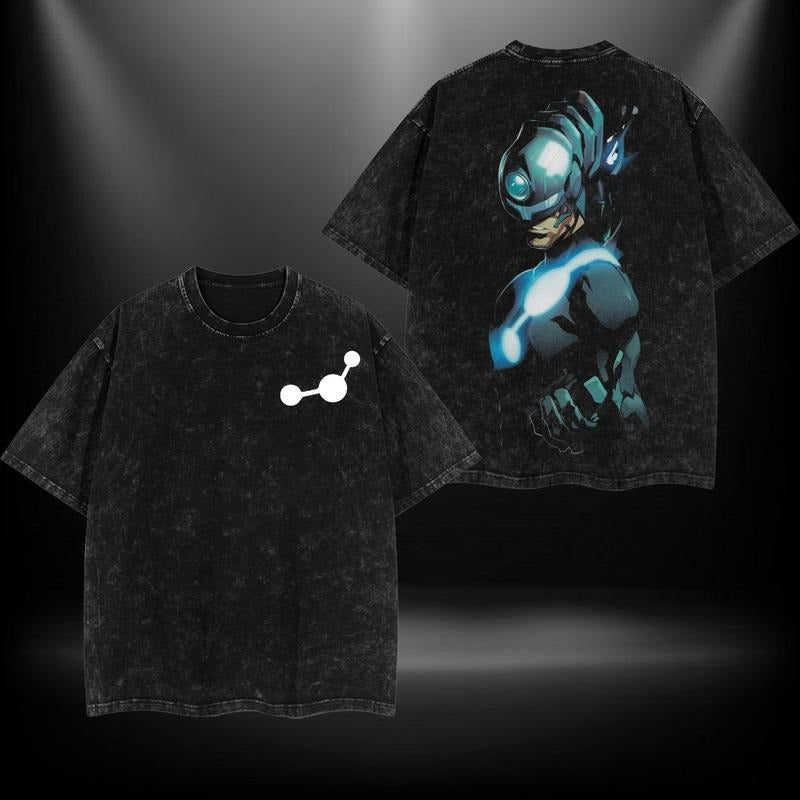 The Maker  Mr. Fantastic - Fantastic 4 Printed Oversize Lightweight Acid Washed Tee Super Hero TV Show Graphic Top Cotton...