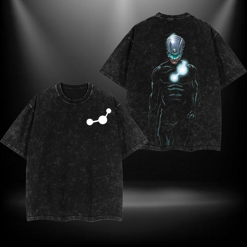 The Maker V2 Mr. Fantastic - Fantastic 4 Printed Oversize Lightweight Acid Washed Tee Super Hero TV Show Graphic Top...