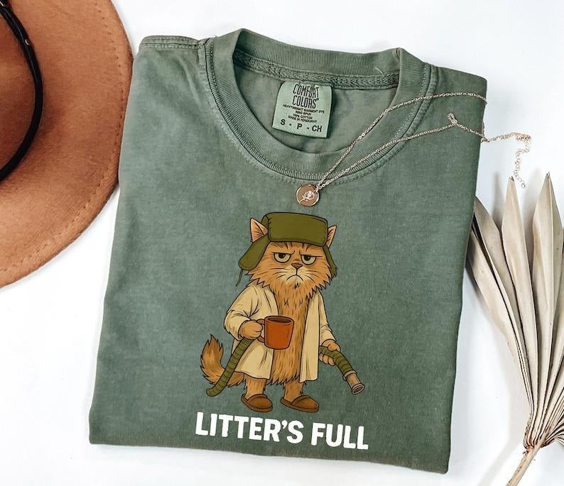 The Original Litter's Full Christmas Vacation Cat Shirt Comfort Colors, Litters Full Cat, Christmas Vacation Shitter's...