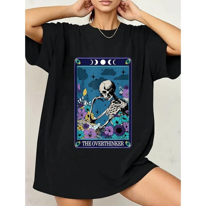 The Overthinker Tarot Card Cotton T-shirt Trendy Short Sleeve Street Style Comfortable Crew Neck Ultra Soft Breathable...
