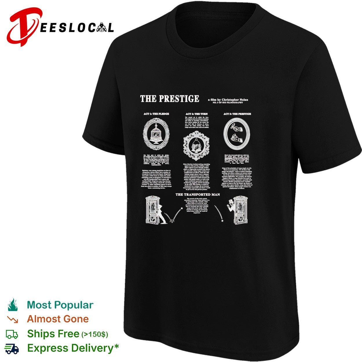 The Prestige Christopher Nolan film pledge turn transported man infographic shirt