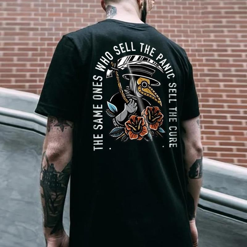 The Same Ones Who Sell The Panic Sell The Cure Unisex Summer outfits men streetwear 80s 90s graphic tees cotton funny...