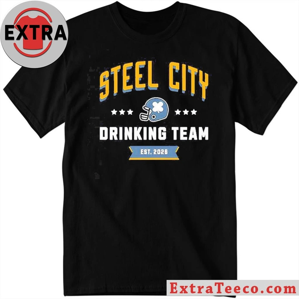 The Steel City Drinking Team t-shirt combines pride in the city of Pittsburgh with a spirit of camaraderie and fun