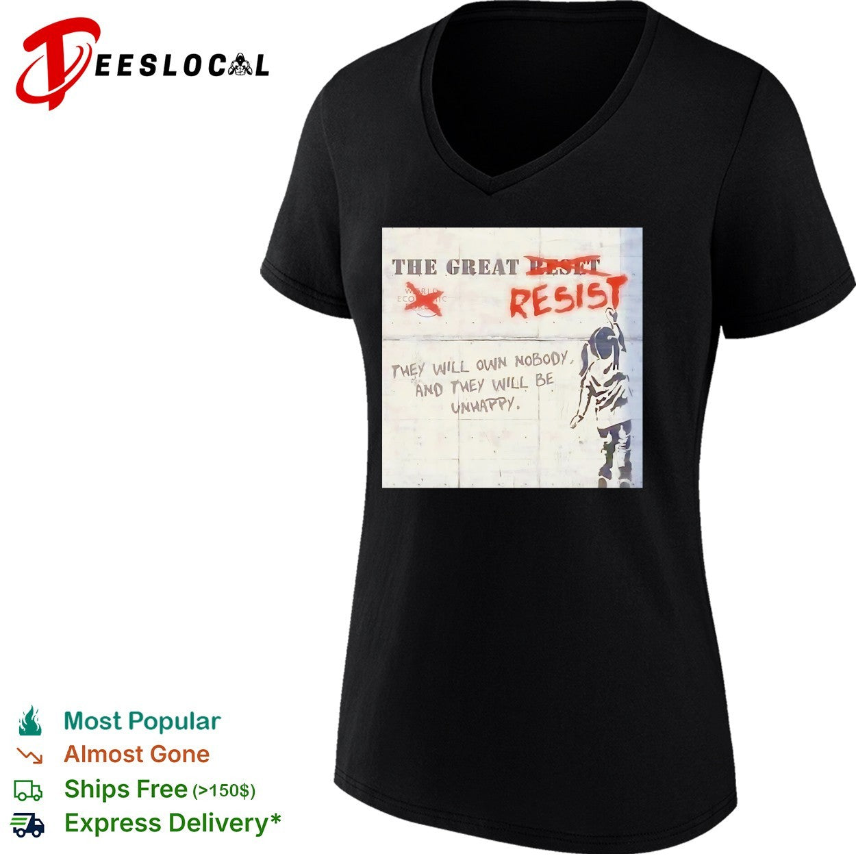 The great reset resist they will own nobody and they will be unhappy shirt