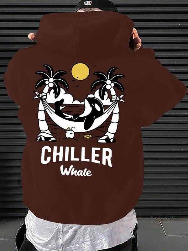 The new "Calm Whale" letter print hooded sweatshirt, spring, autumn and winter trendy brand comfortable hoodie sweatshirt...