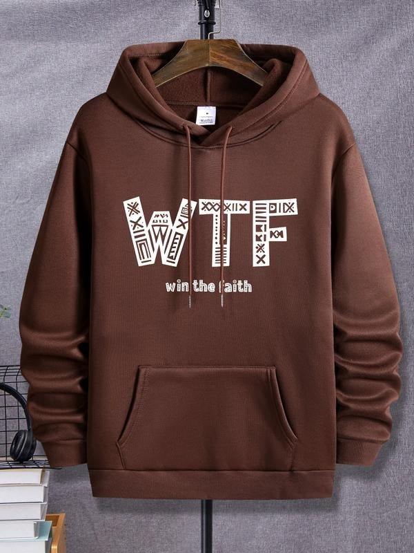 The new "Faith" letter-print is a comfortable men's hooded sweatshirt and a loose-fitting hoodie top in a solid print for...