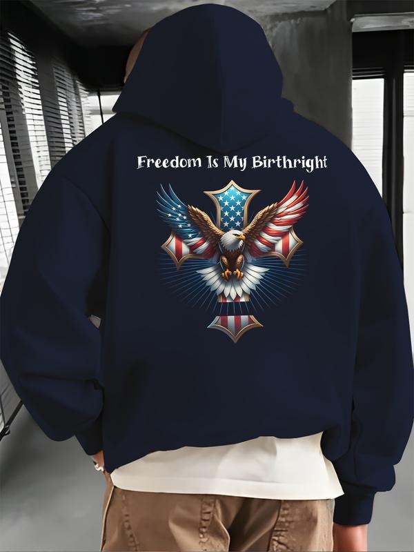 The new "Freedom is My Birthright" monogram print hooded sweatshirt, spring, autumn and winter trendy brand comfortable...