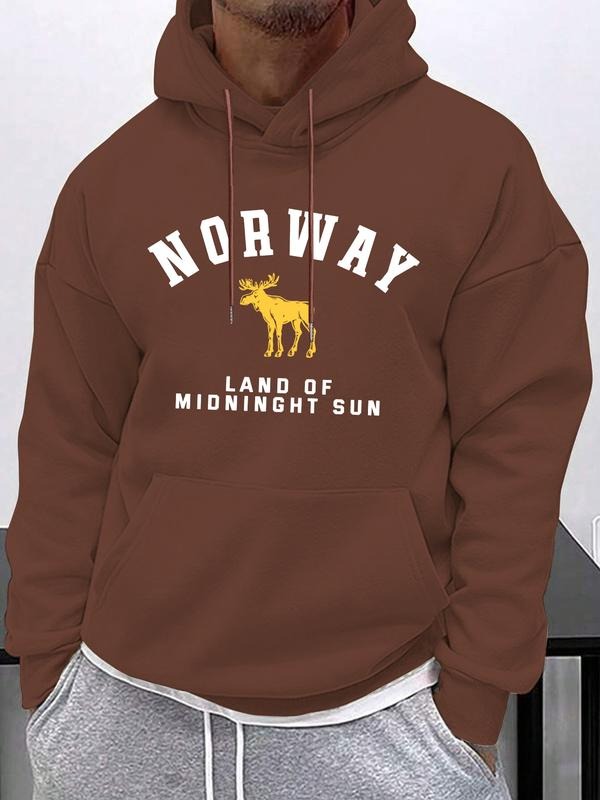 The new 'Norwegian' monogram print is a comfortable men's hooded sweatshirt and a loose fit for spring, autumn and winter...