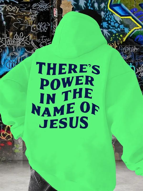The new "Power in the Name of Jesus" letter-print hooded sweatshirt, the spring, autumn and winter trendy comfortable...