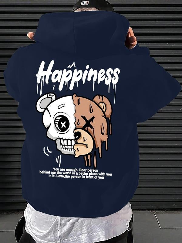 The new "happiness" letter print hooded sweatshirt, the spring, autumn and winter fashion brand comfortable hoodie...