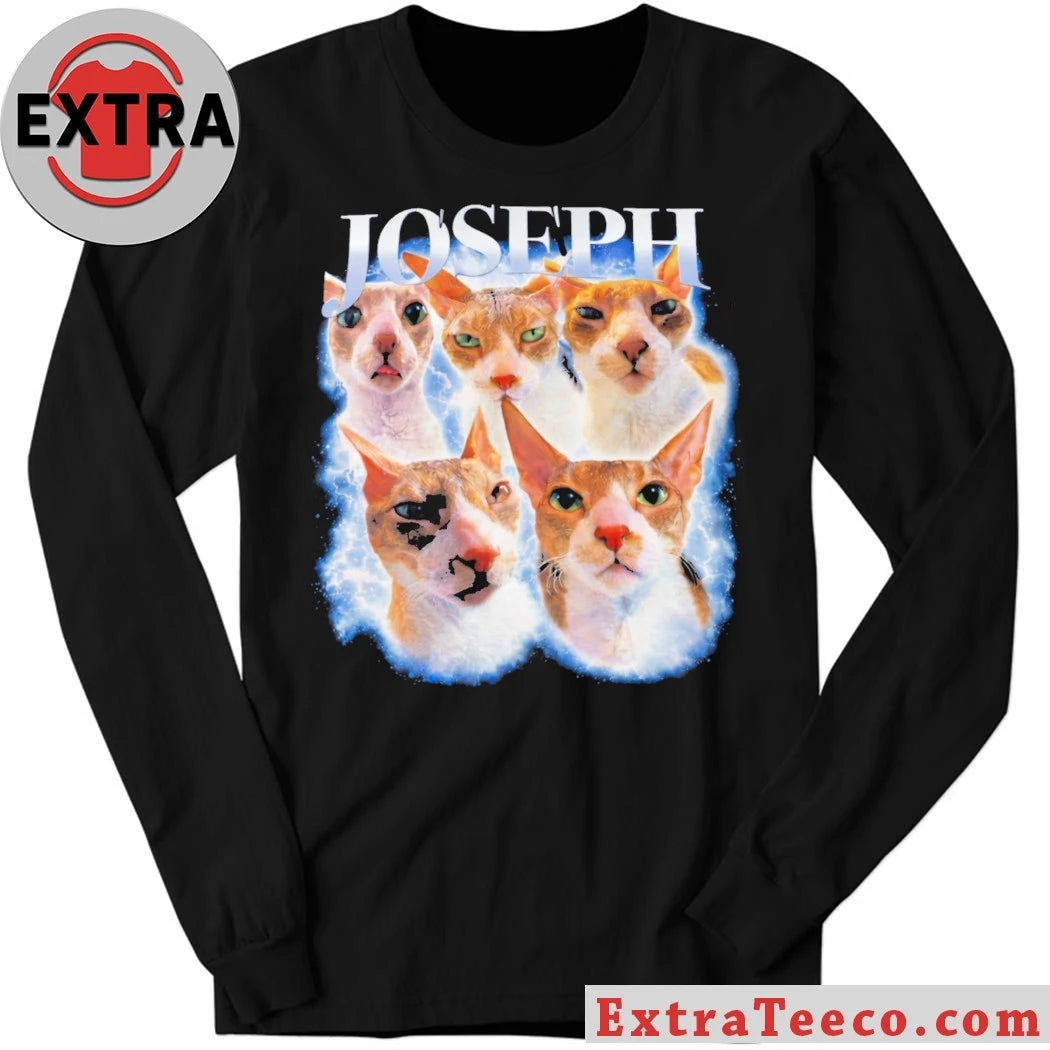 The shirt has a classic 90s design with a collage of kittens and the name JOSEPH