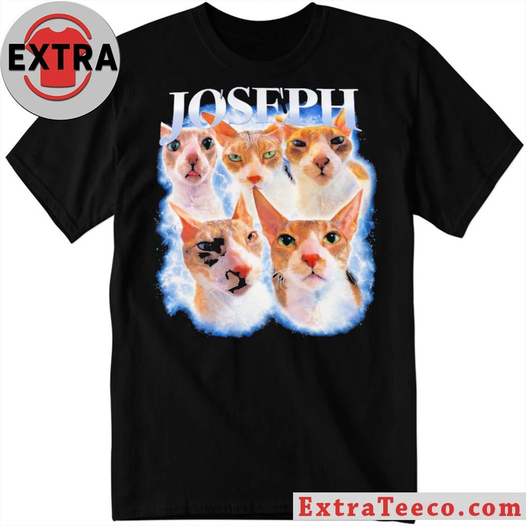 The shirt has a classic 90s design with a collage of kittens and the name JOSEPH