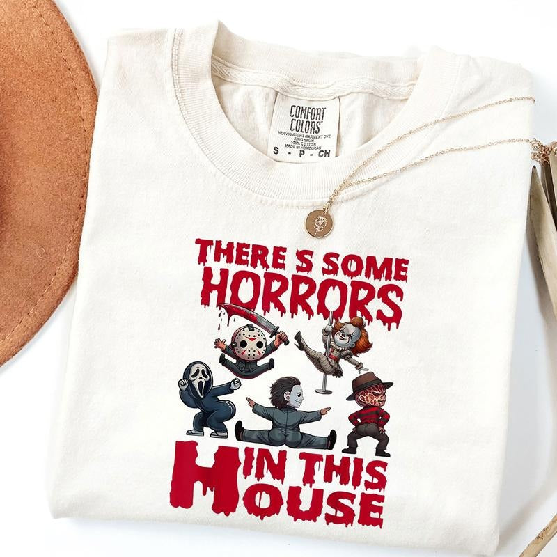 There's Some Horrors In This House Funny Horror Characters T-Shirt Hoodie, Sweatshirt | PodTeesHub.com