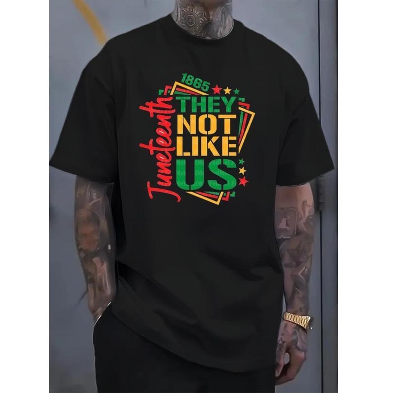 They Not Like Us Juneteenth independence day Summer Fashion Men'S Casual Graphic  T-shirts, Fitness Wear - Round Neck...