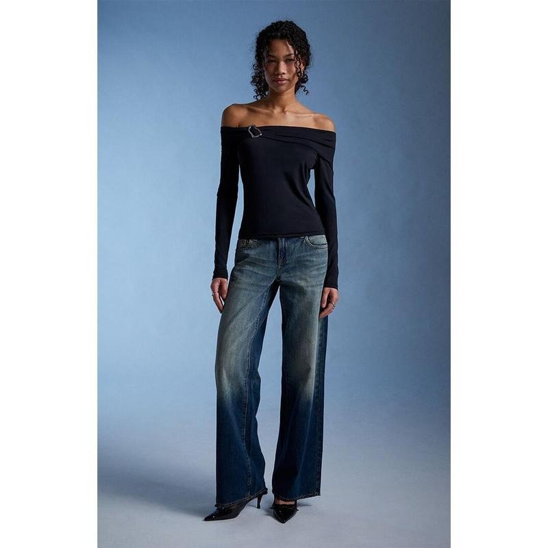 Third Charm Women's Lannie Hardware Embellished Long Sleeve Top T-Shirts, Hoodie, Sweatshirt | PodTeesHub.com