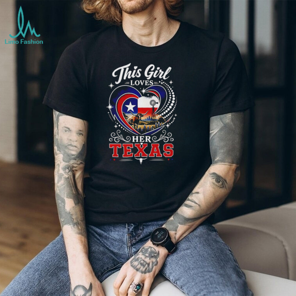 This Girl Loves Her Texas Country Longhorn Heart Pride T Shirt