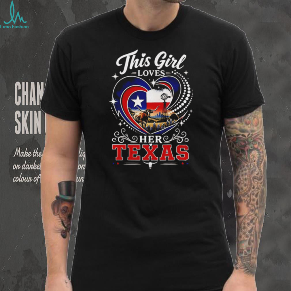 This Girl Loves Her Texas Country Longhorn Heart Pride T Shirt