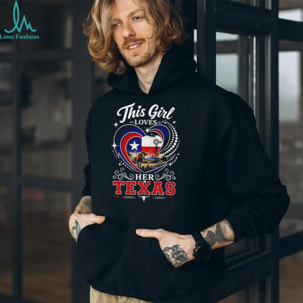This Girl Loves Her Texas Country Longhorn Heart Pride T Shirt