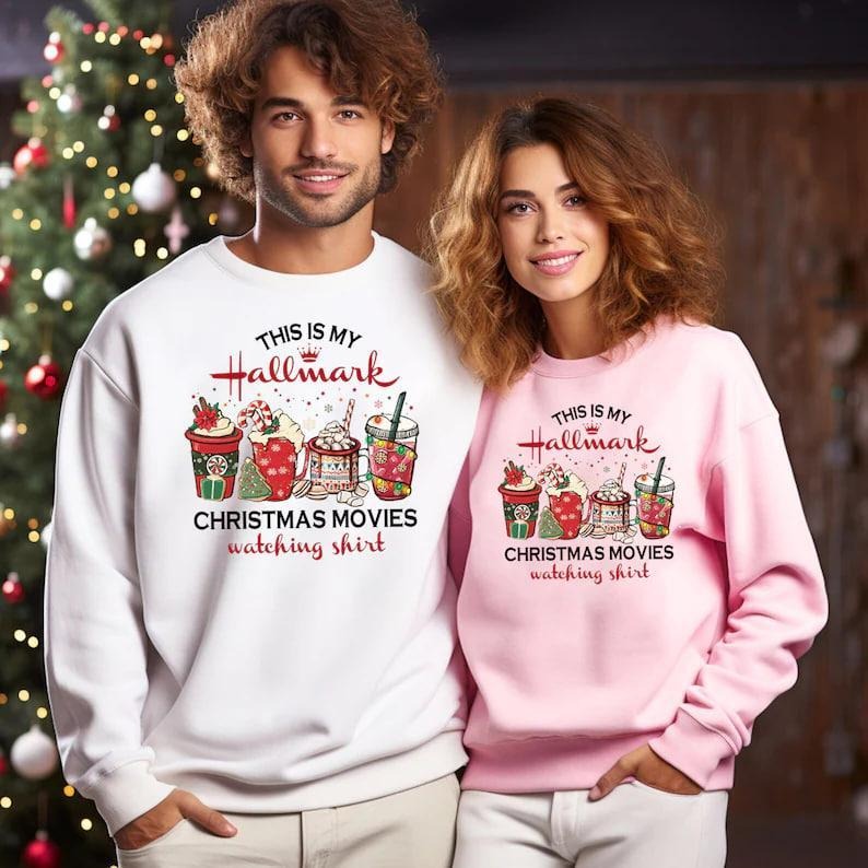 This Is My Holiday Movie Sweatshirt, Cute Xmas Inspired Hoodie, Cozy Festive Graphic Top for Women, Fun Christmas Gift...