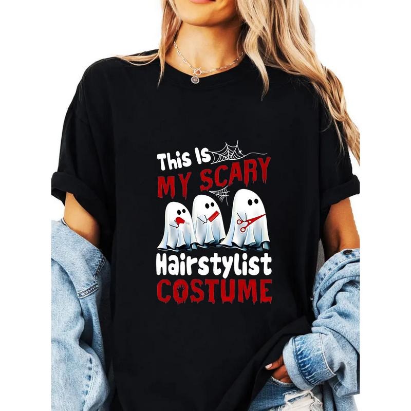 This Is My Scary Hairstylist Cotton T-shirt with Blood Splatter Design for Halloween Hoodie, Sweatshirt | PodTeesHub.com
