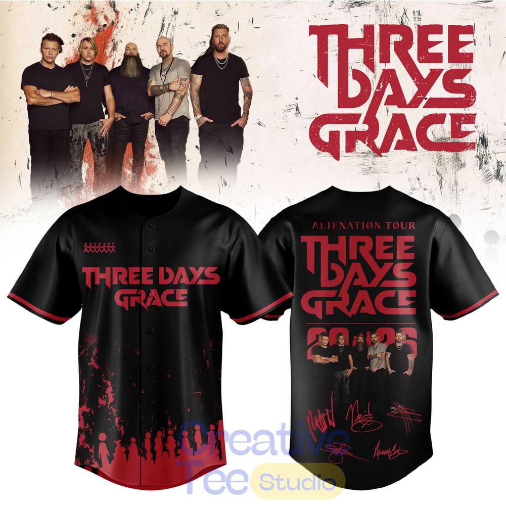 Three Days Grace Alienation Tour 2026 Baseball Jersey