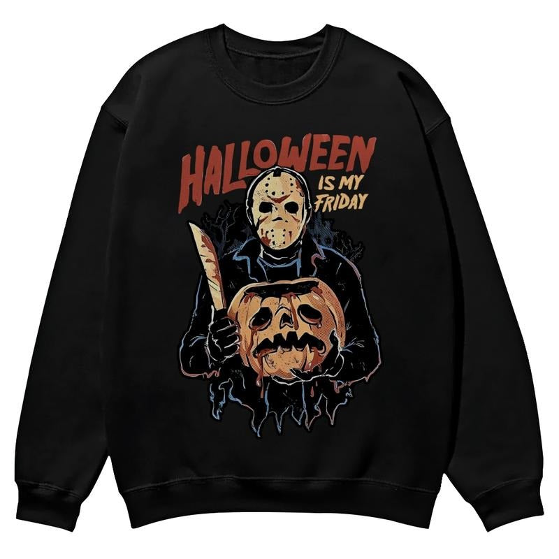 [Tiktok Shipping]Killer Halloween, boogie horror season crewnecks for men and women, full color fall sweatshirts, fun and...