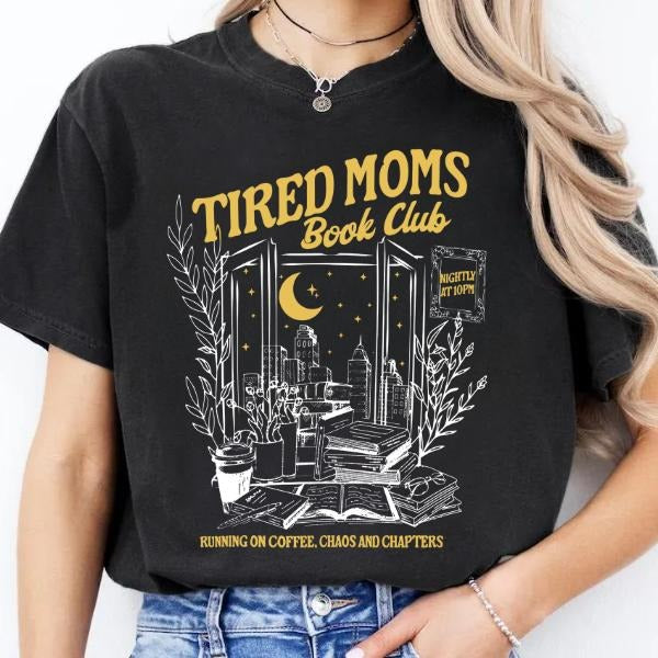 Tired Moms Club Shirt Bookish Things Booktrovert Book Lover Gifts Fall Book Club Shirt Hoodie, Sweatshirt | PodTeesHub.com