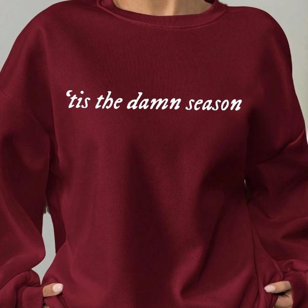 Tis the Damn Season Christmas Fleece Sweatshirt, Taylor-Inspired Holiday Shirt, Cozy Xmas Gift Idea Hoodie | PodTeesHub.com