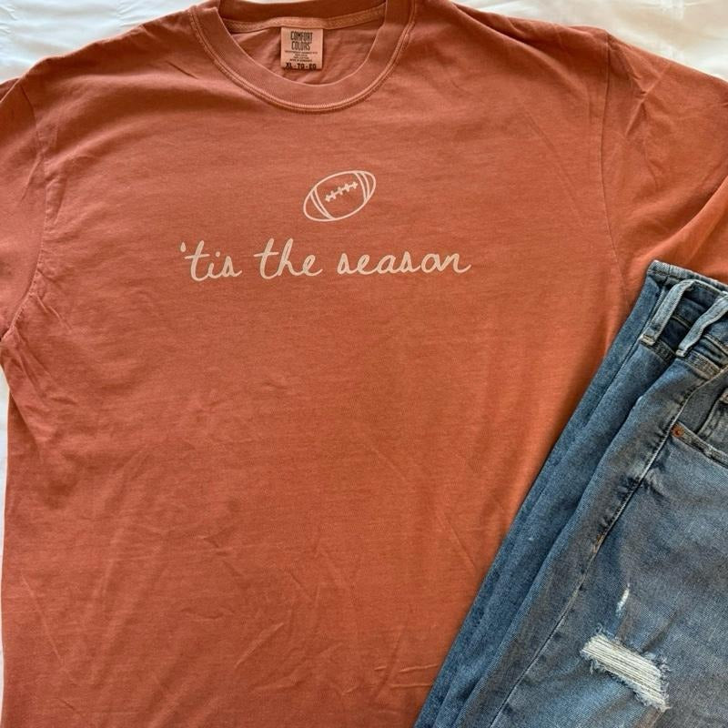 Tis the Season Football T-shirt Comfort Colors Fall T-Shirt Hoodie, Sweatshirt | PodTeesHub.com