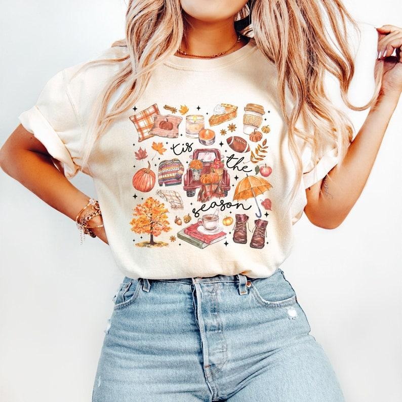 Tis the Season Shirt, Fall Football TShirt, Pumpkin Season, Fall Harvest Sweatshirt, Autumn Doodle Hoodie | PodTeesHub.com