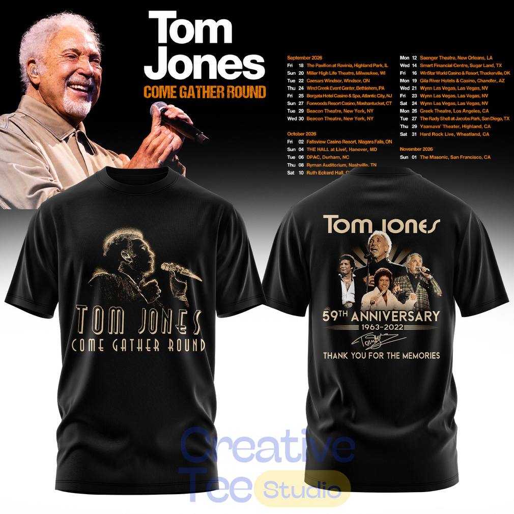 Tom Jones Come Gather Round Tour 2026 59th Anniversary T-Shirt