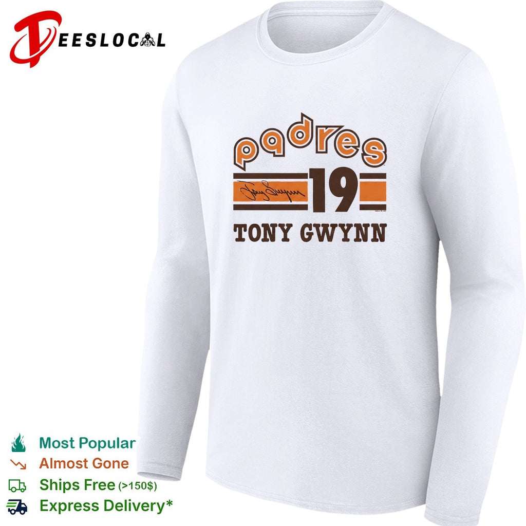 Tony Gwynn San Diego Padres number 19 signature retro shirt